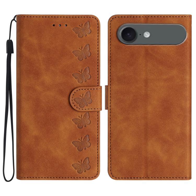 Seven Butterflies Embossed Leather Phone Case, For iPhone 16e / 17e, For iPhone 17 Pro Max, For iPhone 17 Pro, For iPhone 17, For iPhone Air, For iPhone 16 Pro Max, For iPhone 16 Pro, For iPhone 16 Plus