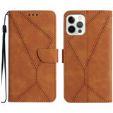 Stitching Embossed Leather Phone Case, For iPhone 16, For iPhone 15 Pro Max, For iPhone 15 Pro, For iPhone 15 Plus, For iPhone 15