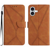 Stitching Embossed Leather Phone Case, For iPhone 17e / 16e, For iPhone 17 Pro Max, For iPhone 17 Pro, For iPhone 17, For iPhone Air, For iPhone 16 Pro Max, For iPhone 16 Pro, For iPhone 16 Plus