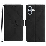 Stitching Embossed Leather Phone Case, For iPhone 16, For iPhone 15 Pro Max, For iPhone 15 Pro, For iPhone 15 Plus, For iPhone 15