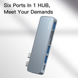 Yesido HB10 6 in 1 USB-C / Type-C Ports Multifunctional Docking Station HUB Adapter, HB10