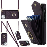 Rhombic Texture Card Bag Phone Case with Long Lanyard, For iPhone 15 Pro, For iPhone 15 Plus, For iPhone 15, For iPhone 14 Plus, For iPhone 14, For iPhone 14 Pro