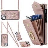 Rhombic Texture Card Bag Phone Case with Long Lanyard, For iPhone 15 Pro, For iPhone 15 Plus, For iPhone 15, For iPhone 14 Plus, For iPhone 14, For iPhone 14 Pro