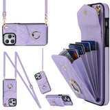 Rhombic Texture Card Bag Phone Case with Long Lanyard, For iPhone 15 Pro, For iPhone 15 Plus, For iPhone 15, For iPhone 14 Plus, For iPhone 14, For iPhone 14 Pro