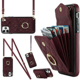 Rhombic Texture Card Bag Phone Case with Long Lanyard, For iPhone 11 Pro Max, For iPhone 11, For iPhone 11 Pro, For iPhone XR, For iPhone XS Max