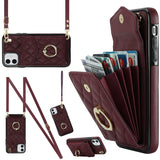 Rhombic Texture Card Bag Phone Case with Long Lanyard, For iPhone 11 Pro Max, For iPhone 11, For iPhone 11 Pro, For iPhone XR, For iPhone XS Max