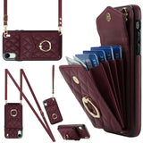 Rhombic Texture Card Bag Phone Case with Long Lanyard, For iPhone 11 Pro Max, For iPhone 11, For iPhone 11 Pro, For iPhone XR, For iPhone XS Max