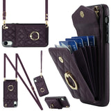 Rhombic Texture Card Bag Phone Case with Long Lanyard, For iPhone 11 Pro Max, For iPhone 11, For iPhone 11 Pro, For iPhone XR, For iPhone XS Max