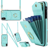 Rhombic Texture Card Bag Phone Case with Long Lanyard, For iPhone 11 Pro Max, For iPhone 11, For iPhone 11 Pro, For iPhone XR, For iPhone XS Max