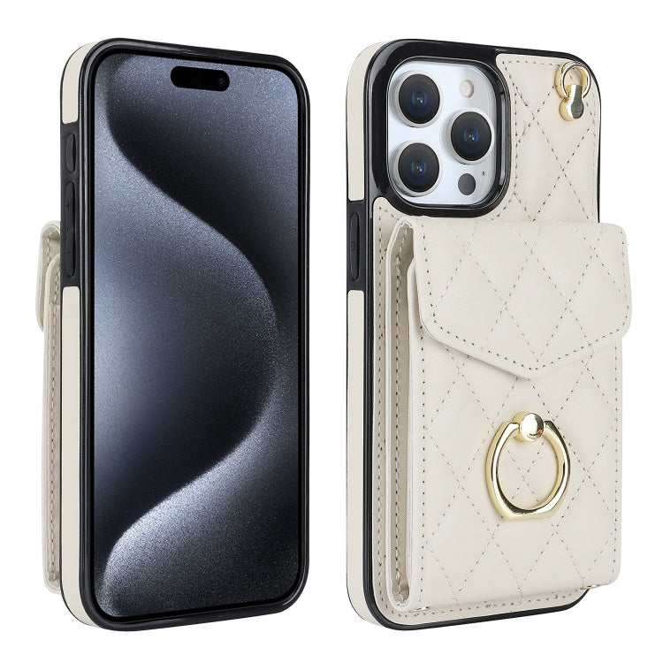 Rhombic Texture Card Bag Phone Case with Long Lanyard, For iPhone 15 Pro, For iPhone 15 Plus, For iPhone 15, For iPhone 14 Plus, For iPhone 14, For iPhone 14 Pro