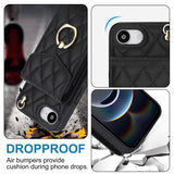 Rhombic Texture Card Bag Phone Case with Long Lanyard, For iPhone 17e / 16e, For iPhone 17 Pro Max, For iPhone 17 Pro, For iPhone 17, For iPhone Air, For iPhone 15 Pro Max
