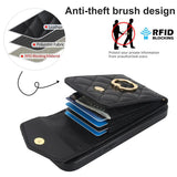 Rhombic Texture Card Bag Phone Case with Long Lanyard, For iPhone 17e / 16e, For iPhone 17 Pro Max, For iPhone 17 Pro, For iPhone 17, For iPhone Air, For iPhone 15 Pro Max