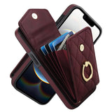 Rhombic Texture Card Bag Phone Case with Long Lanyard, For iPhone 17e / 16e, For iPhone 17 Pro Max, For iPhone 17 Pro, For iPhone 17, For iPhone Air, For iPhone 15 Pro Max