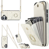 Rhombic Texture Card Bag Phone Case with Long Lanyard, For iPhone 17e / 16e, For iPhone 17 Pro Max, For iPhone 17 Pro, For iPhone 17, For iPhone Air, For iPhone 15 Pro Max