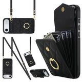 Rhombic Texture Card Bag Phone Case with Long Lanyard, For iPhone 17e / 16e, For iPhone 17 Pro Max, For iPhone 17 Pro, For iPhone 17, For iPhone Air, For iPhone 15 Pro Max