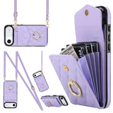 Rhombic Texture Card Bag Phone Case with Long Lanyard, For iPhone 17e / 16e, For iPhone 17 Pro Max, For iPhone 17 Pro, For iPhone 17, For iPhone Air, For iPhone 15 Pro Max