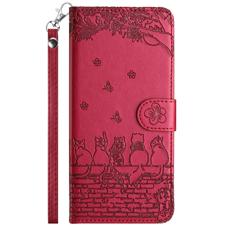 Cat Embossing Pattern Leather Phone Case with Lanyard, For iPhone 11 Pro, For iPhone XS Max, For iPhone X, For iPhone 7 Plus / 8 Plus