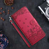 Cat Embossing Pattern Leather Phone Case with Lanyard, For iPhone 16e / 17e, For iPhone 17 Pro Max, For iPhone 17 Pro, For iPhone 17, For iPhone Air, For iPhone 16 Pro Max, For iPhone 16 Pro, For iPhone 16 Plus, For iPhone 16