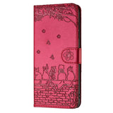 Cat Embossing Pattern Leather Phone Case with Lanyard, For iPhone 16e / 17e, For iPhone 17 Pro Max, For iPhone 17 Pro, For iPhone 17, For iPhone Air, For iPhone 16 Pro Max, For iPhone 16 Pro, For iPhone 16 Plus, For iPhone 16