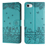 Cat Embossing Pattern Leather Phone Case with Lanyard, For iPhone 16e / 17e, For iPhone 17 Pro Max, For iPhone 17 Pro, For iPhone 17, For iPhone Air, For iPhone 16 Pro Max, For iPhone 16 Pro, For iPhone 16 Plus, For iPhone 16