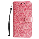 Embossed Sunflower Leather Phone Case, For iPhone 15 Pro Max, For iPhone 15 Pro, For iPhone 15 Plus, For iPhone 15