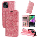 Embossed Sunflower Leather Phone Case, For iPhone 15 Pro Max, For iPhone 15 Pro, For iPhone 15 Plus, For iPhone 15