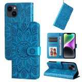 Embossed Sunflower Leather Phone Case, For iPhone 15 Pro Max, For iPhone 15 Pro, For iPhone 15 Plus, For iPhone 15