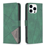 Magnetic Buckle Rhombus Texture Leather Phone Case, For iPhone 15 Pro Max, For iPhone 15 Pro, For iPhone 15 Plus, For iPhone 15
