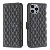 Diamond Lattice Wallet Flip Leather Phone Case, For iPhone 16, For iPhone 15 Pro Max, For iPhone 15 Pro, For iPhone 15 Plus, For iPhone 15