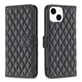 Diamond Lattice Wallet Flip Leather Phone Case, For iPhone 16, For iPhone 15 Pro Max, For iPhone 15 Pro, For iPhone 15 Plus, For iPhone 15