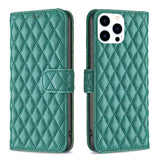 Diamond Lattice Wallet Flip Leather Phone Case, For iPhone 17e / 16e, For iPhone 17 Pro Max, For iPhone 17 Pro, For iPhone 17, For iPhone Air, For iPhone 16 Pro Max, For iPhone 16 Pro, For iPhone 16 Plus