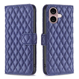 Diamond Lattice Wallet Flip Leather Phone Case, For iPhone 17e / 16e, For iPhone 17 Pro Max, For iPhone 17 Pro, For iPhone 17, For iPhone Air, For iPhone 16 Pro Max, For iPhone 16 Pro, For iPhone 16 Plus