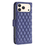 Diamond Lattice Wallet Flip Leather Phone Case, For iPhone 18 Pro/17 Pro, For iPhone 18 Pro Max/17 Pro Max, For iPhone 17e / 16e, For iPhone 17, For iPhone Air, For iPhone 16 Pro Max, For iPhone 16 Pro, For iPhone 16 Plus