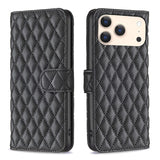 Diamond Lattice Wallet Flip Leather Phone Case, For iPhone 17e / 16e, For iPhone 17 Pro Max, For iPhone 17 Pro, For iPhone 17, For iPhone Air, For iPhone 16 Pro Max, For iPhone 16 Pro, For iPhone 16 Plus
