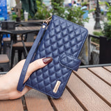 Diamond Lattice Zipper Wallet Leather Flip Phone Case, For iPhone 15 Pro Max, For iPhone 15 Pro, For iPhone 15 Plus, For iPhone 15