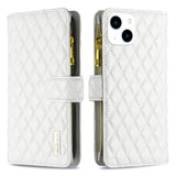 Diamond Lattice Zipper Wallet Leather Flip Phone Case, For iPhone 15 Pro Max, For iPhone 15 Pro, For iPhone 15 Plus, For iPhone 15
