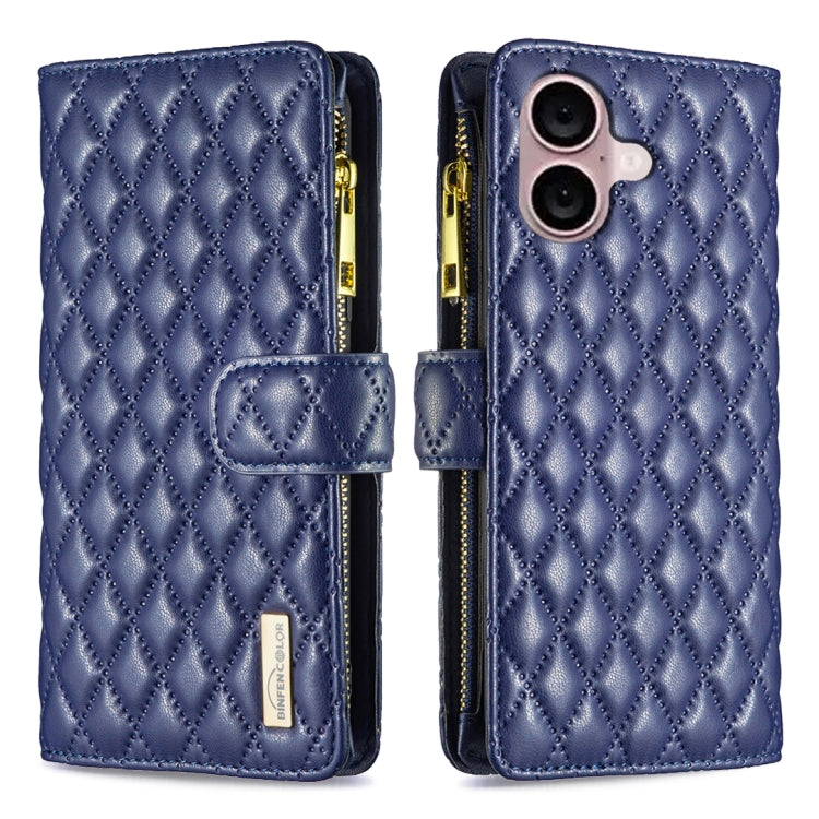 Diamond Lattice Zipper Wallet Leather Flip Phone Case, For iPhone 17 Pro Max, For iPhone 17 Pro, For iPhone 17, For iPhone Air, For iPhone 16 Pro Max, For iPhone 16 Pro, For iPhone 16 Plus, For iPhone 16