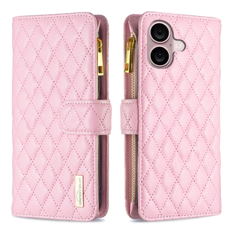 Diamond Lattice Zipper Wallet Leather Flip Phone Case, For iPhone 17 Pro Max, For iPhone 17 Pro, For iPhone 17, For iPhone Air, For iPhone 16 Pro Max, For iPhone 16 Pro, For iPhone 16 Plus, For iPhone 16
