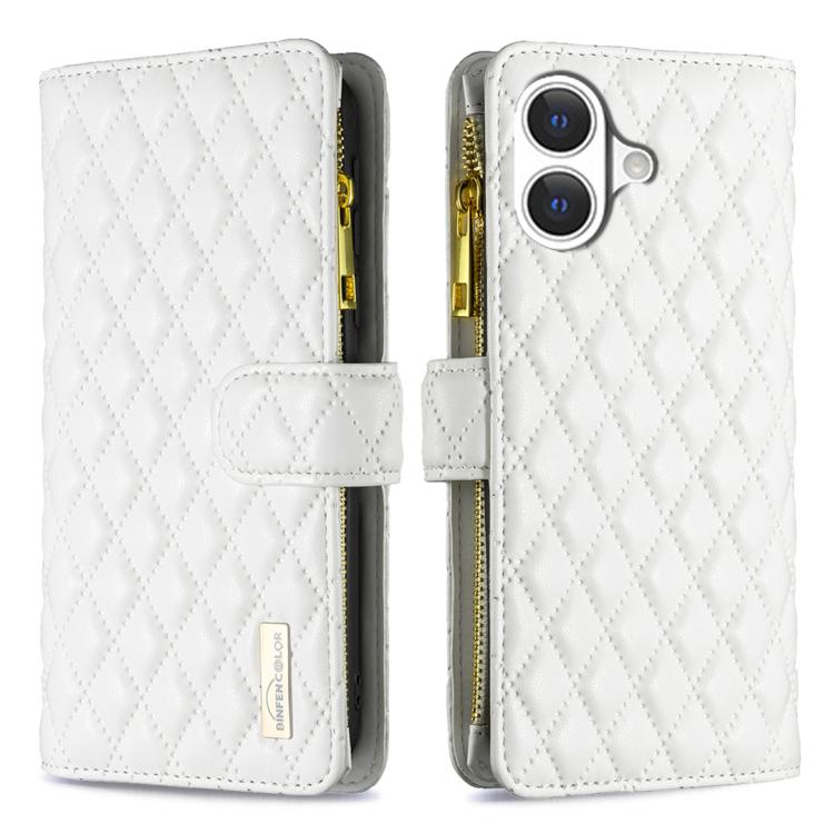 Diamond Lattice Zipper Wallet Leather Flip Phone Case, For iPhone 17 Pro Max, For iPhone 17 Pro, For iPhone 17, For iPhone Air, For iPhone 16 Pro Max, For iPhone 16 Pro, For iPhone 16 Plus, For iPhone 16