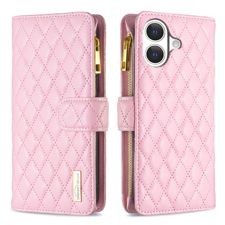 Diamond Lattice Zipper Wallet Leather Flip Phone Case, For iPhone 17 Pro Max, For iPhone 17 Pro, For iPhone 17, For iPhone Air, For iPhone 16 Pro Max, For iPhone 16 Pro, For iPhone 16 Plus, For iPhone 16