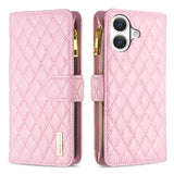 Diamond Lattice Zipper Wallet Leather Flip Phone Case, For iPhone 18 Pro/17 Pro, For iPhone 18 Pro Max/17 Pro Max, For iPhone 17, For iPhone 17 Air, For iPhone 16 Pro Max, For iPhone 16 Pro, For iPhone 16 Plus, For iPhone 16