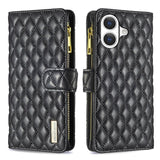 Diamond Lattice Zipper Wallet Leather Flip Phone Case, For iPhone 17 Pro Max, For iPhone 17 Pro, For iPhone 17, For iPhone Air, For iPhone 16 Pro Max, For iPhone 16 Pro, For iPhone 16 Plus, For iPhone 16