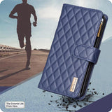 Diamond Lattice Zipper Wallet Leather Flip Phone Case, For iPhone 17 Pro Max, For iPhone 17 Pro, For iPhone 17, For iPhone Air, For iPhone 16 Pro Max, For iPhone 16 Pro, For iPhone 16 Plus, For iPhone 16