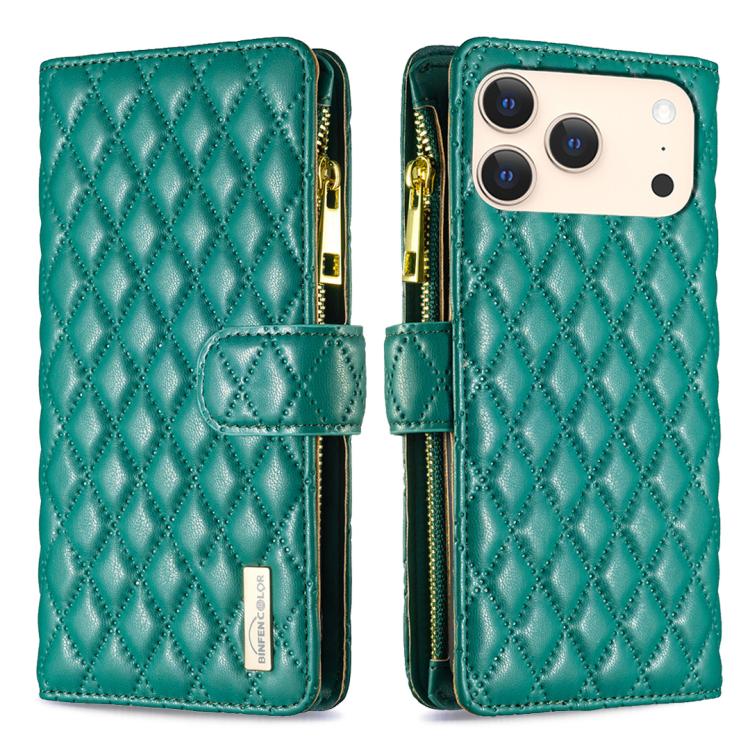 Diamond Lattice Zipper Wallet Leather Flip Phone Case, For iPhone 17 Pro Max, For iPhone 17 Pro, For iPhone 17, For iPhone Air, For iPhone 16 Pro Max, For iPhone 16 Pro, For iPhone 16 Plus, For iPhone 16