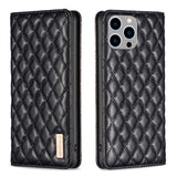 Diamond Lattice Magnetic Leather Flip Phone Case, For iPhone 15 Pro Max, For iPhone 15 Pro, For iPhone 15 Plus, For iPhone 15