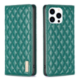 Diamond Lattice Magnetic Leather Flip Phone Case, For iPhone 17 Pro Max, For iPhone 17 Pro, For iPhone 17, For iPhone Air, For iPhone 16 Pro Max, For iPhone 16 Pro, For iPhone 16 Plus, For iPhone 16