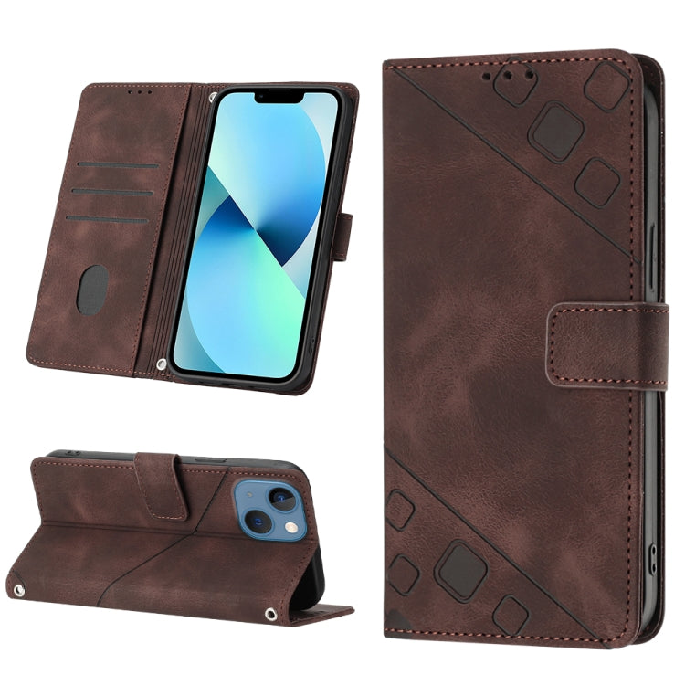 Skin-feel Embossed Leather Phone Case, For iPhone 16, For iPhone 15 Pro Max, For iPhone 15 Pro, For iPhone 15 Plus, For iPhone 15, For iPod Touch 7 / 6 / 5