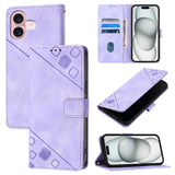 Skin-feel Embossed Leather Phone Case, For iPhone 16, For iPhone 15 Pro Max, For iPhone 15 Pro, For iPhone 15 Plus, For iPhone 15, For iPod Touch 7 / 6 / 5