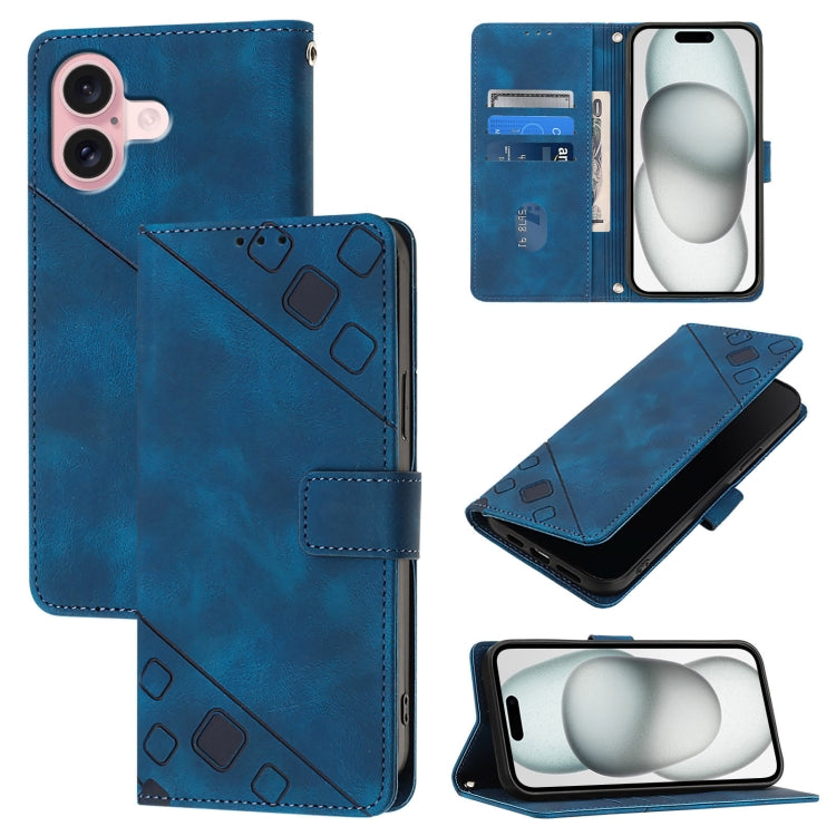 Skin-feel Embossed Leather Phone Case, For iPhone 16, For iPhone 15 Pro Max, For iPhone 15 Pro, For iPhone 15 Plus, For iPhone 15, For iPod Touch 7 / 6 / 5