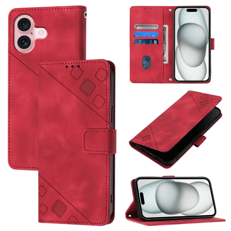 Skin-feel Embossed Leather Phone Case, For iPhone 16, For iPhone 15 Pro Max, For iPhone 15 Pro, For iPhone 15 Plus, For iPhone 15, For iPod Touch 7 / 6 / 5